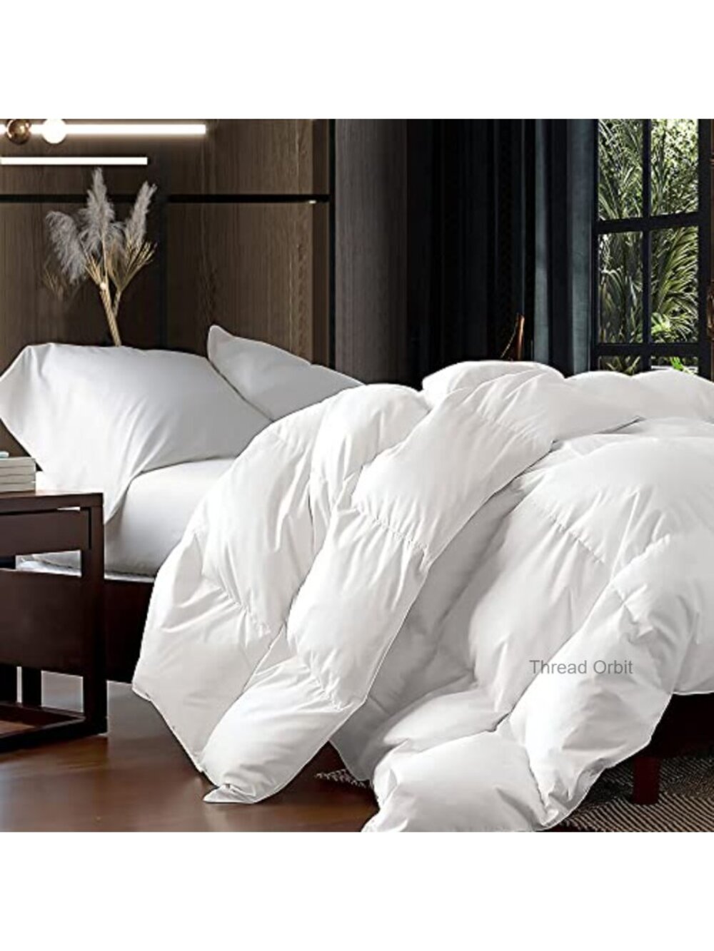 Oversize California King Goose Down Fiber Comforter Egyptian Cotton Baffle Box